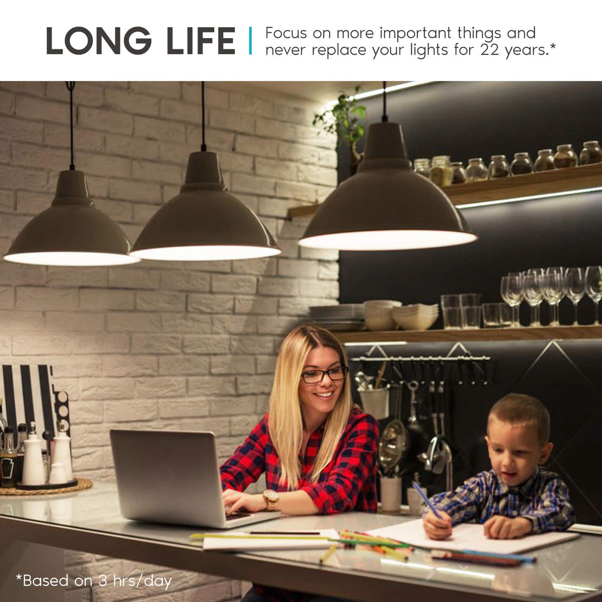 LUXRITE A19 LED bulb 25,000-hour lifetime reduces replacements