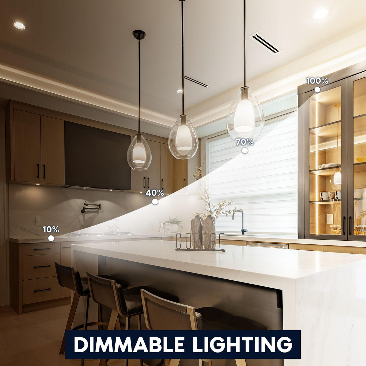 LUXRITE dimmable candle bulb demonstrating smooth dimming from 10 to 100 percent