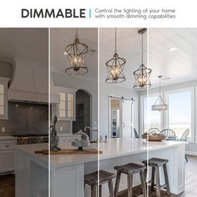 Luxrite dimmable filament LED bulb allows mood-adjustable lighting.