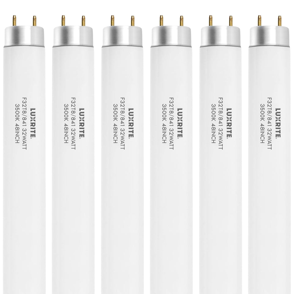 LUXRITE F32T8/835 32W bulb close-up for crisp, even illumination.