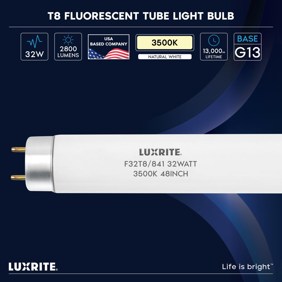 LUXRITE F32T8/835 four-pack supports multiple fixtures efficiently.