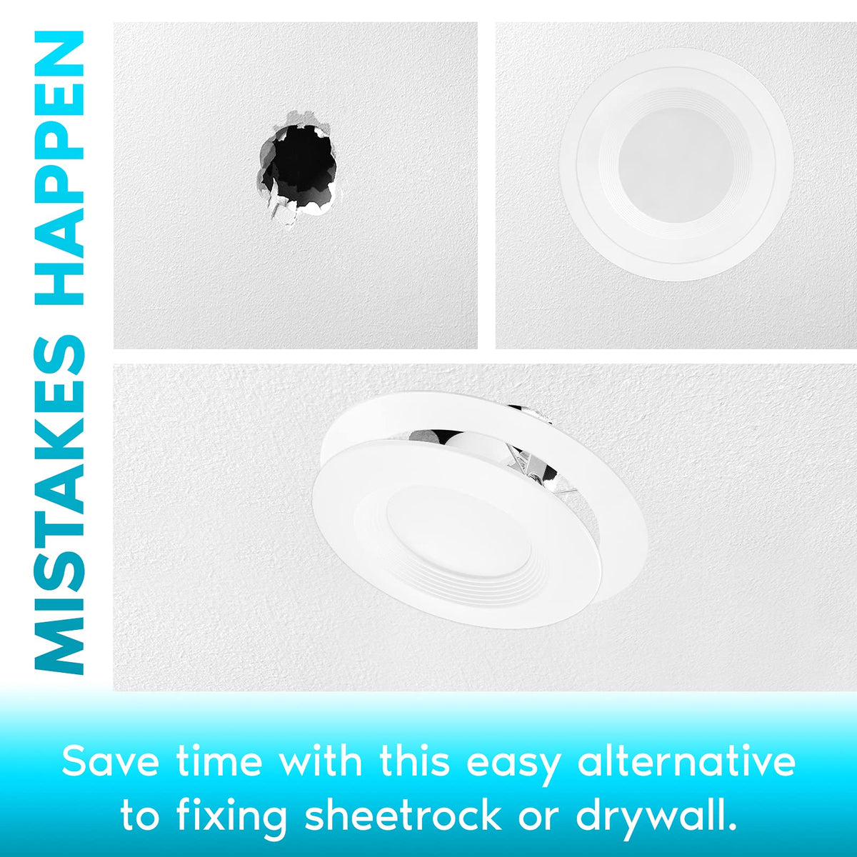Luxrite goof ring with 6.14-inch inner diameter fits recessed lights cleanly.