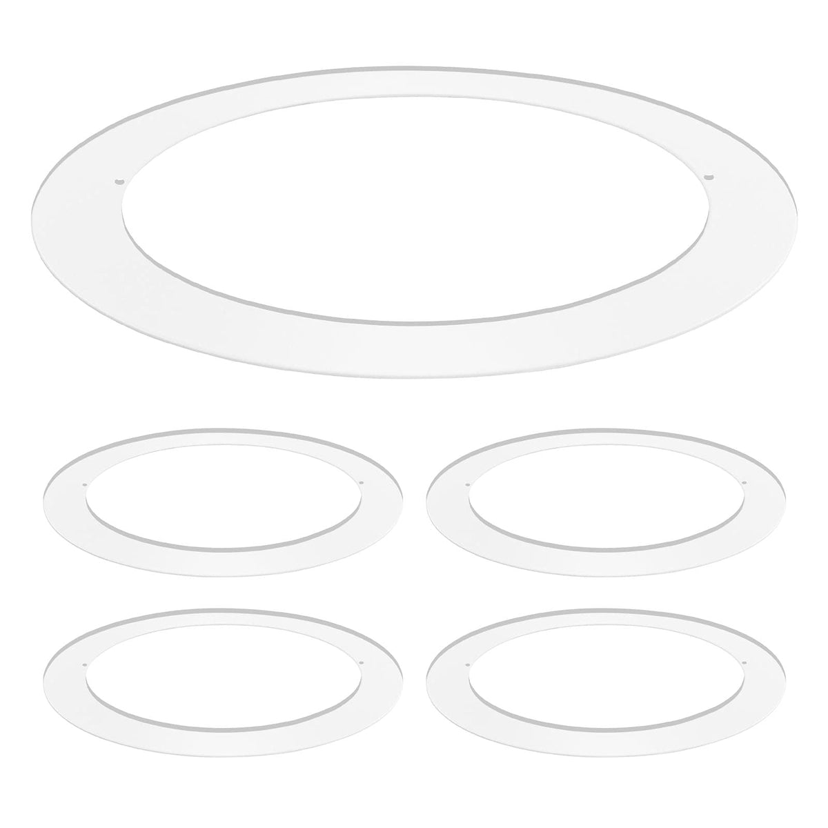 Luxrite goof ring with 8-inch outer diameter hides damaged ceiling holes.