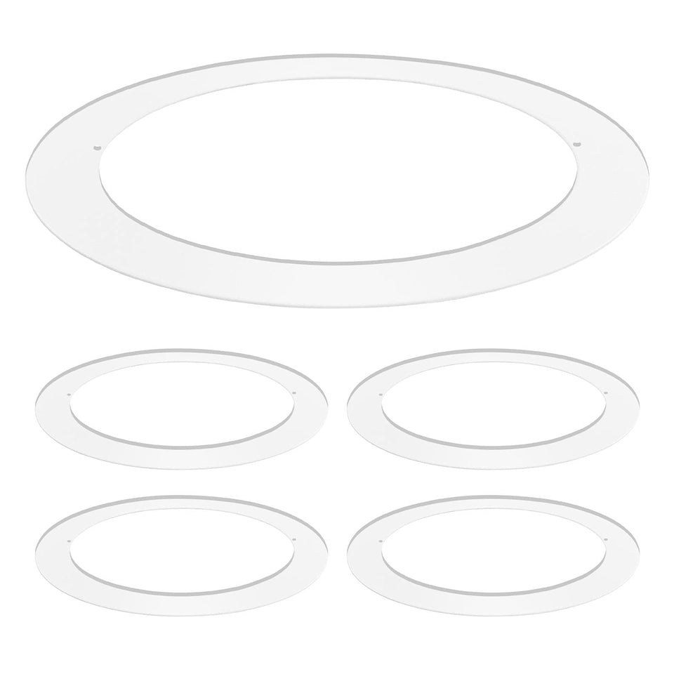Luxrite goof ring with 8-inch outer diameter hides damaged ceiling holes.