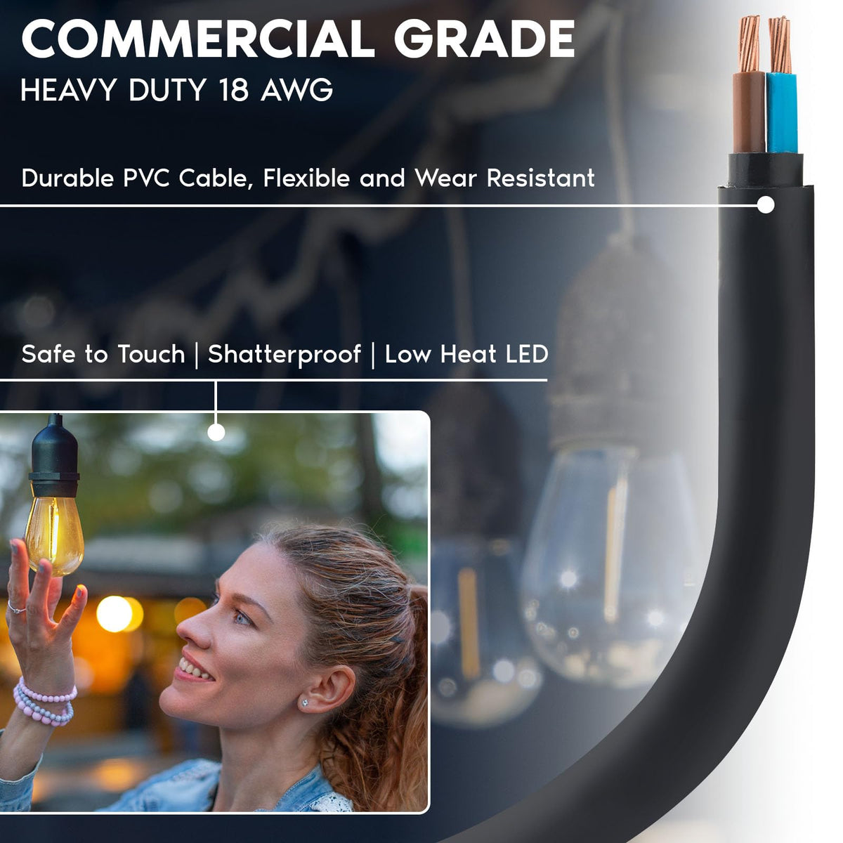 Luxrite linkable system allows 25 strands for expansive outdoor lighting