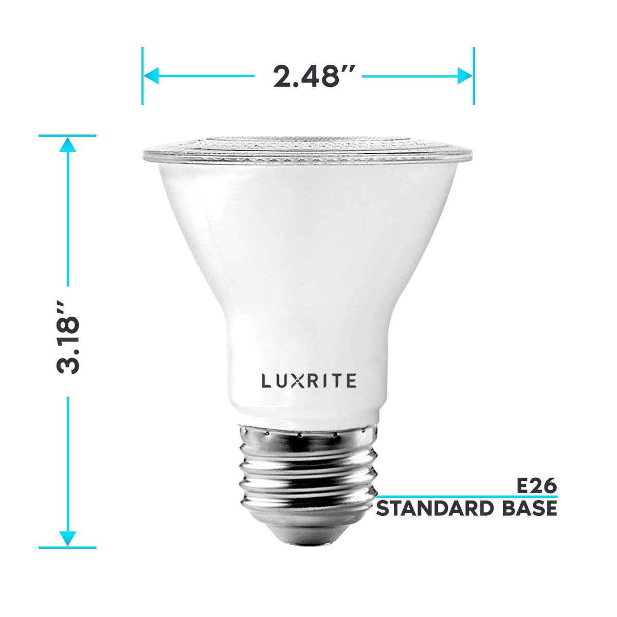 LUXRITE PAR20 LED bulb long-life up to 25,000 hours close-up