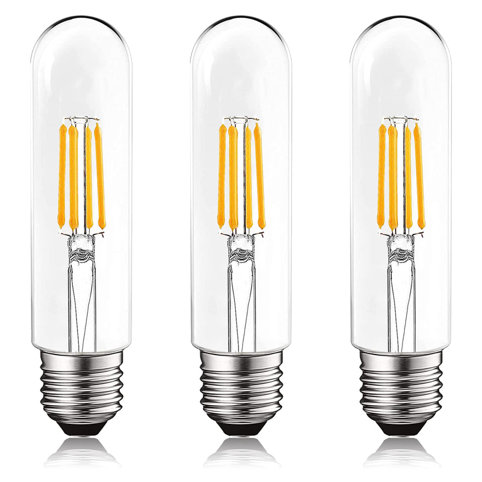 Luxrite T10 bulb with vintage Edison filament for cozy, decorative lighting.