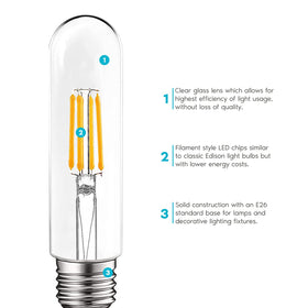 LUXRITE T10 LED bulb warm amber glow ideal for dining areas
