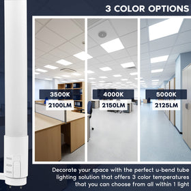 Luxrite U Bend LED tube 4000K lit for crisp workspace illumination.