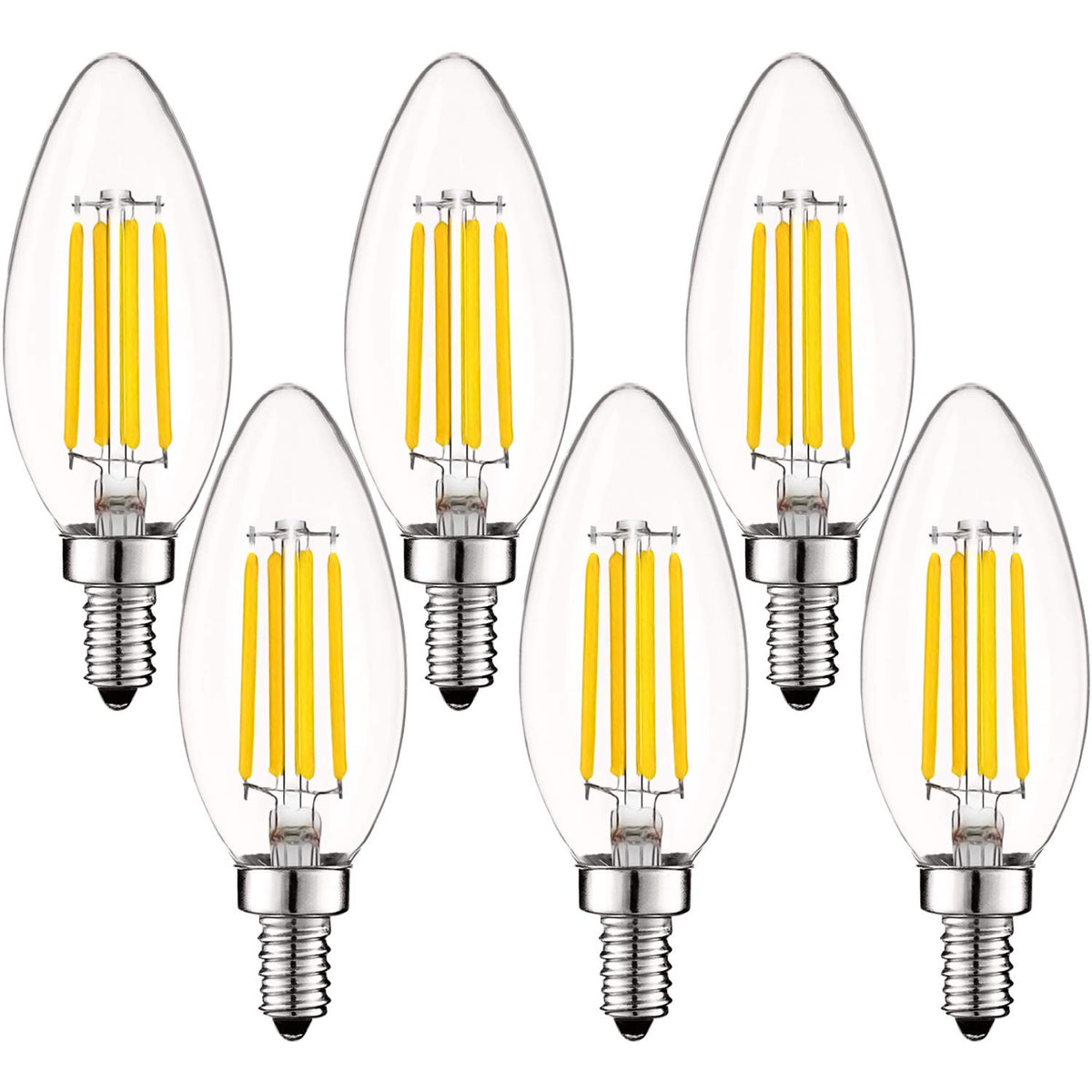 Luxrite Vintage Candelabra Bulb with clear glass filament adds warm ambiance to chandeliers.