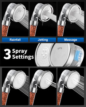 Luxsego filtered shower head in rain spray mode for full-coverage shower