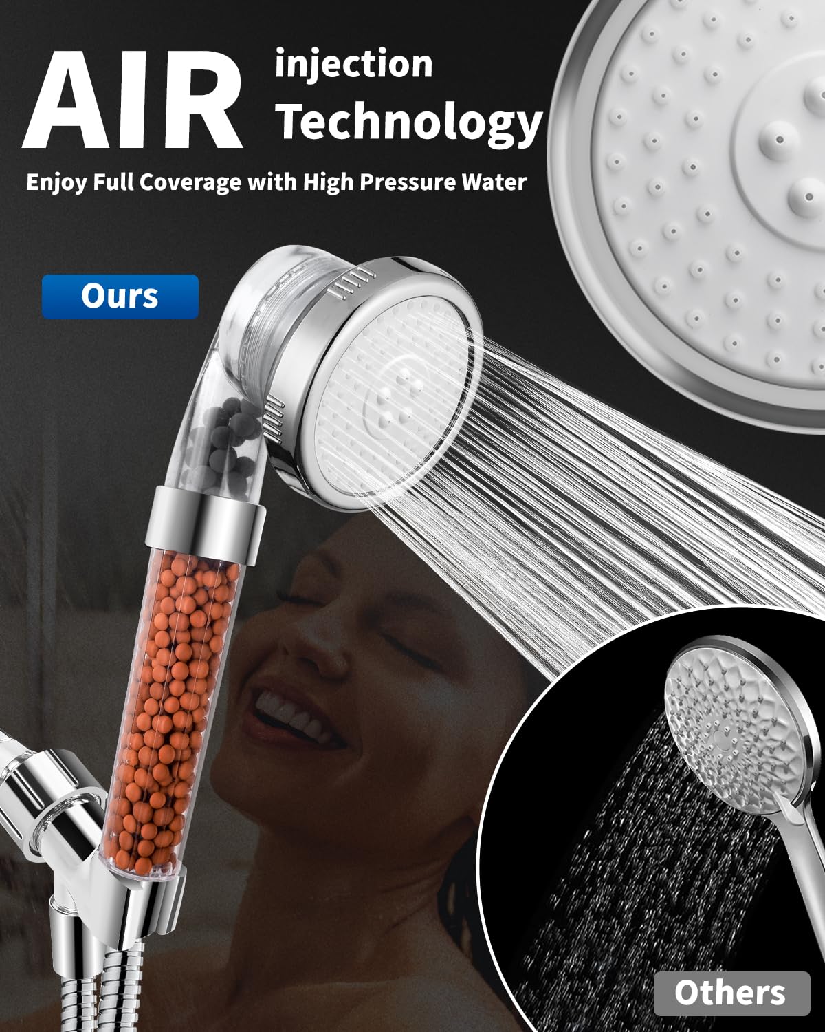 Luxsego mineral beads 3-stage filtration softens water and reduces impurities