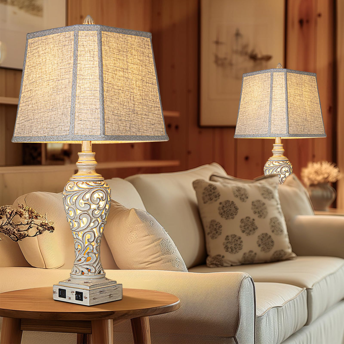 LuxSight Collection eye-caring linen shade lamps ideal for reading.