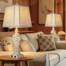 LuxSight Collection eye-caring linen shade lamps ideal for reading.