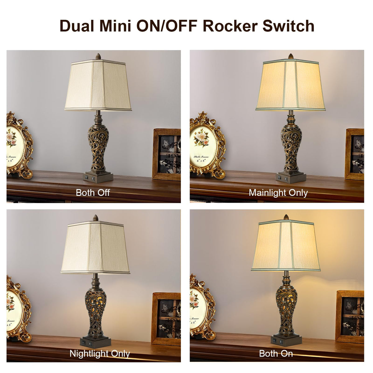 LuxSight Collection faux silk shade close-up highlights warm, inviting bedside lighting.