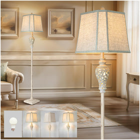 LuxSight Collection rustic floor lamp with carved body enhances living room ambiance