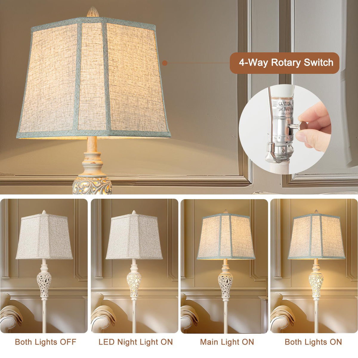 LuxSight rustic linen shade with cut-corner design provides soft inviting light
