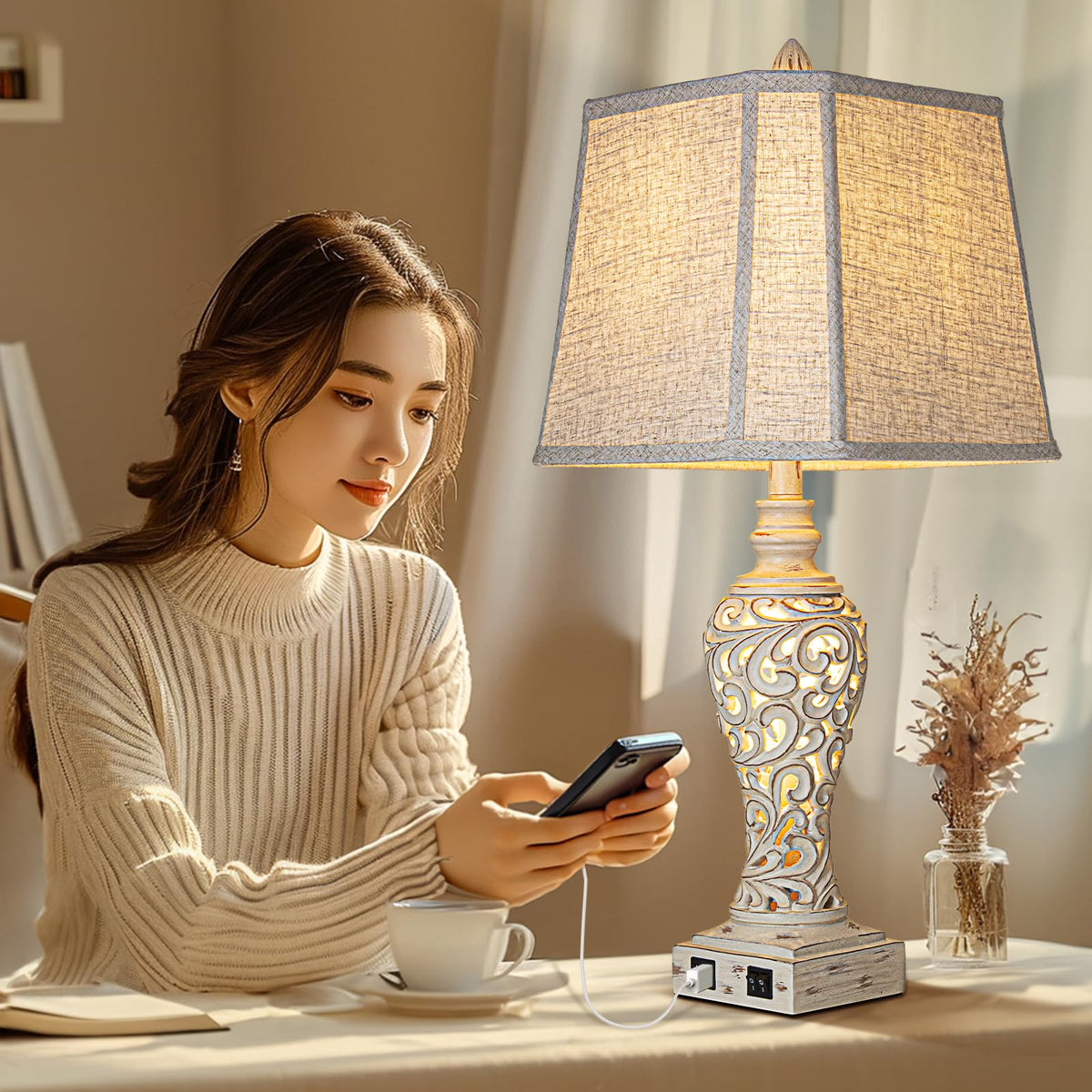LuxSight Collection lamps with independent switches for main and night light.