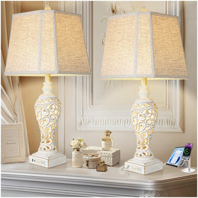 LuxSight Collection vintage lamps with base and shade offer compact bedside lighting.