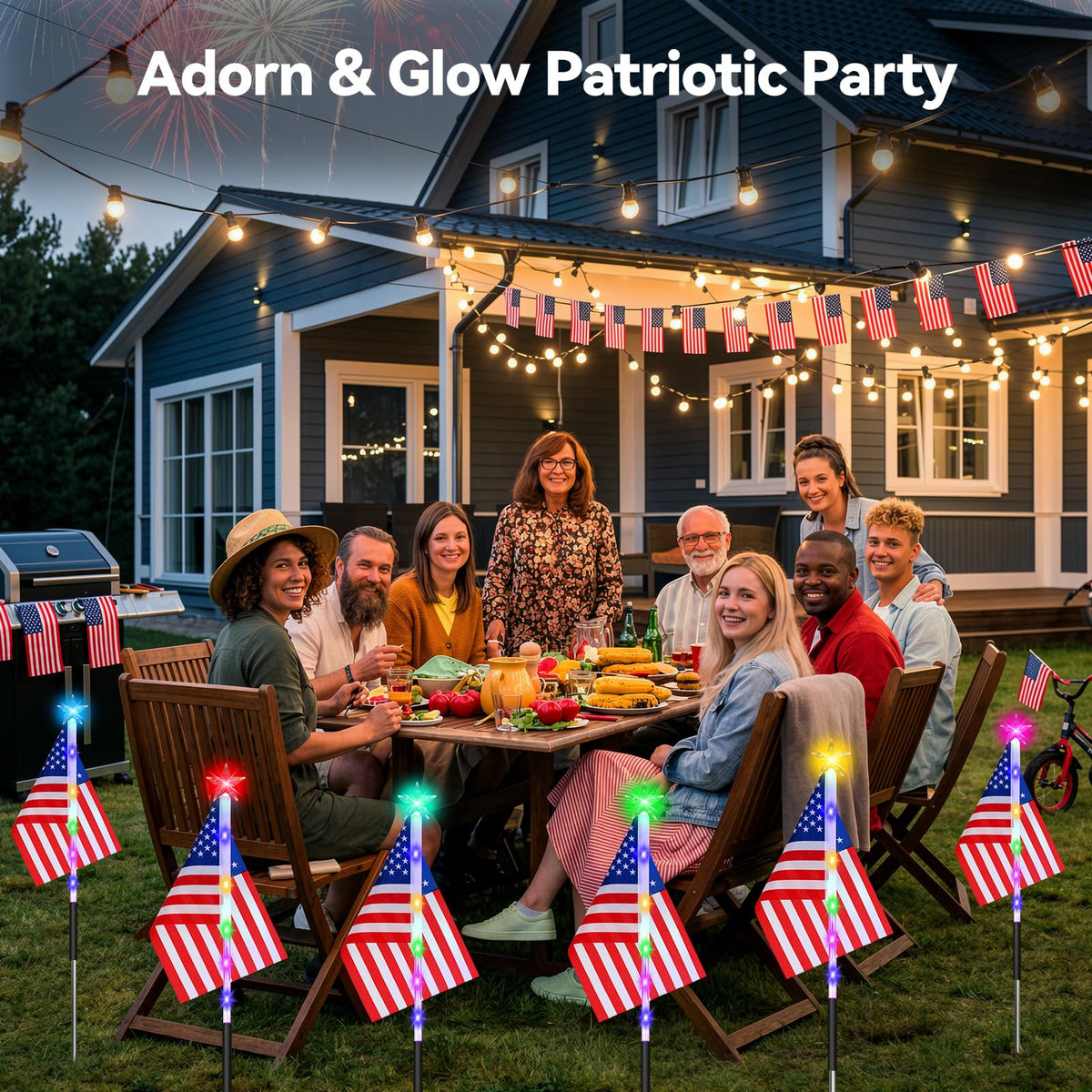 Luxspire independence day solar illumination adds festive garden flair