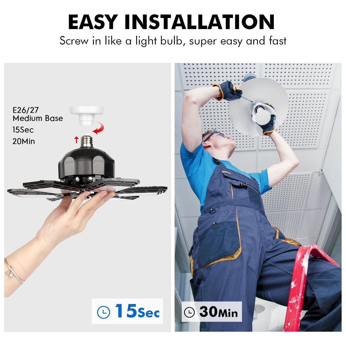 Luyata ceiling light suitable for garage, workshop, and basement areas
