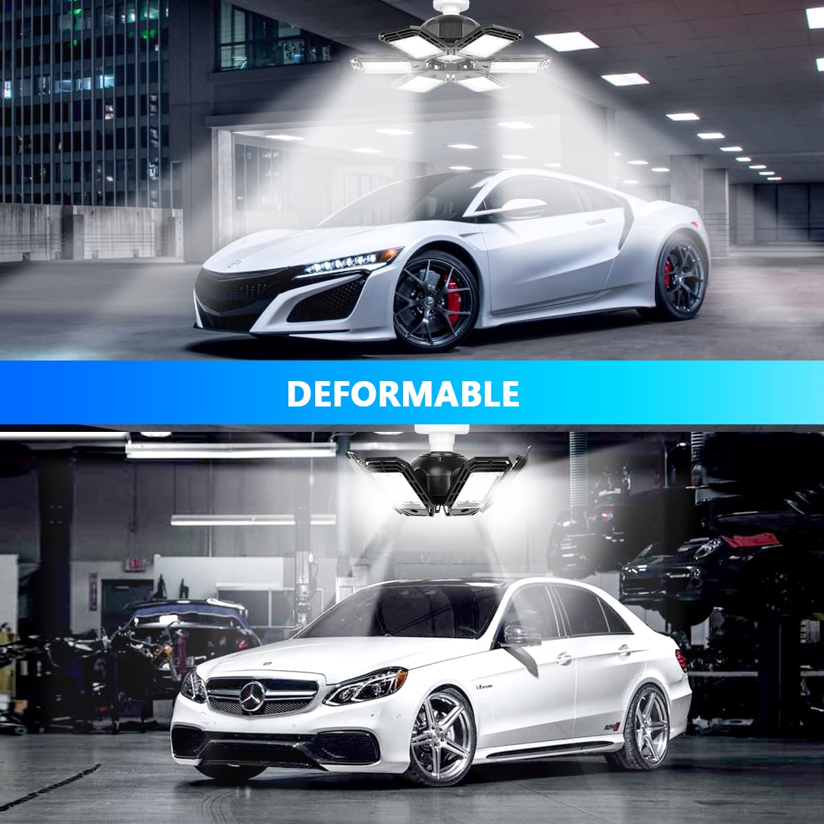 Luyata 6-panel deformable design allows 270-degree light coverage in workspaces.