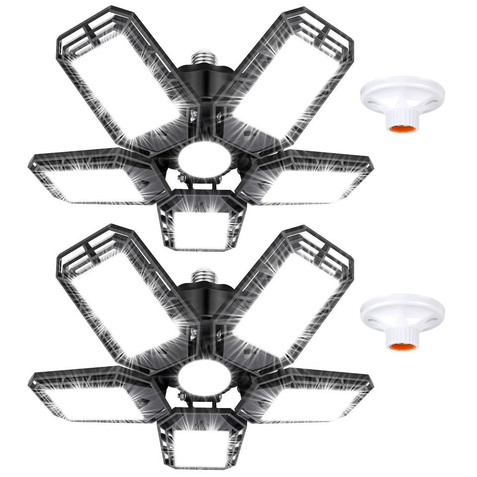 Luyata LED garage light with six-panel design for wide coverage
