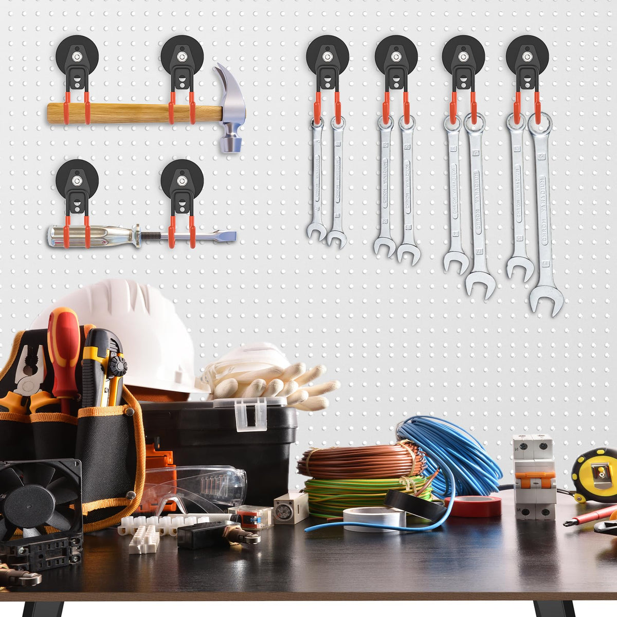 Lvoess garage shelf showcasing optimized storage with magnetic hooks.