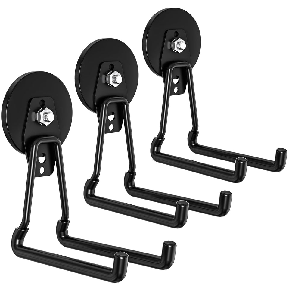 Lvoess heavy-duty magnetic hook on metal surface secures tools.