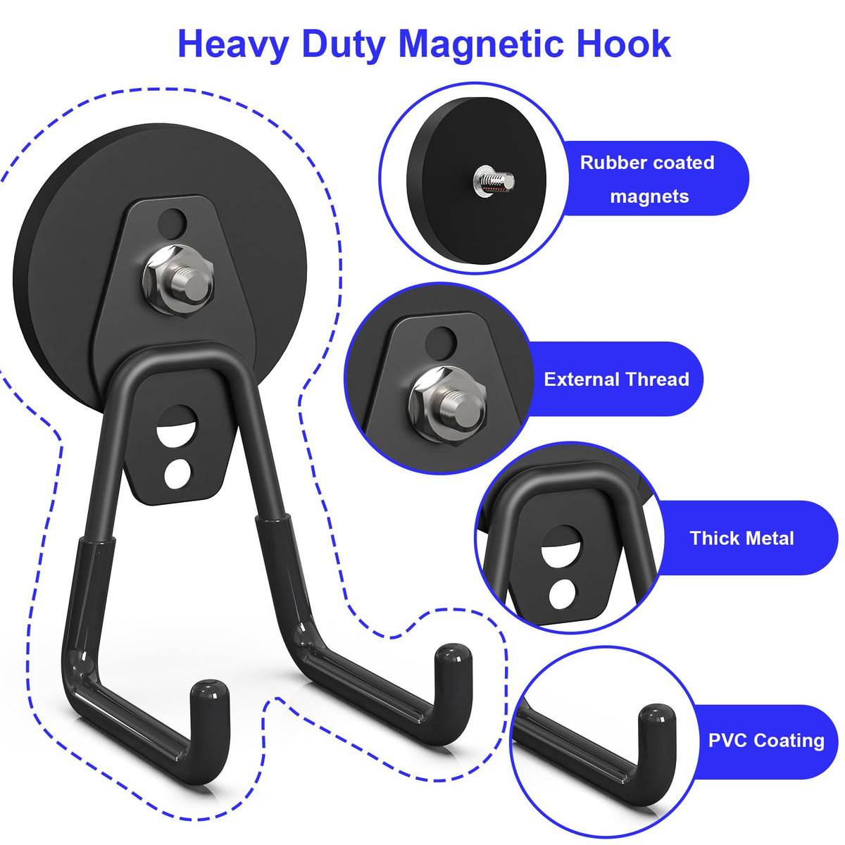 Lvoess magnetic hook with anti-slip coating protects surfaces.