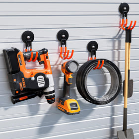 Lvoess pegboard setup with magnetic hooks for tool hanging and easy reach
