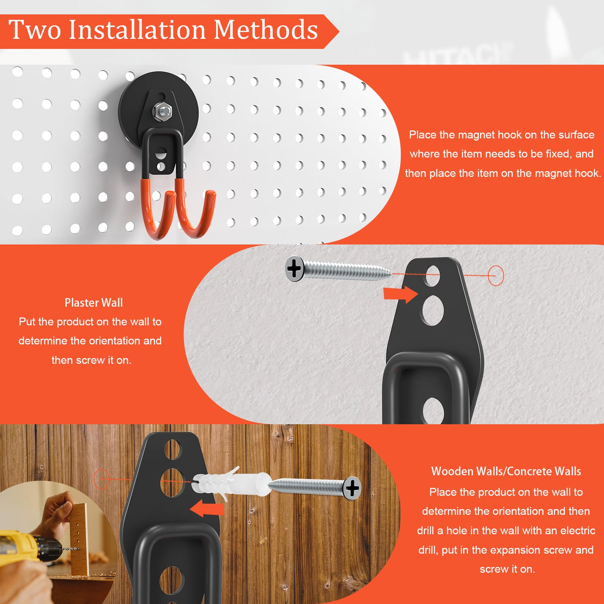 Lvoess pegboard setup with hooks highlighting easy tool hanging and access.