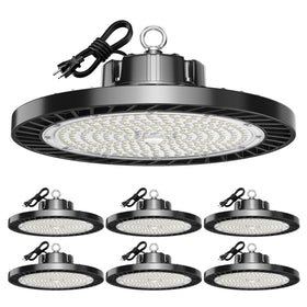 lvsdak UFO high bay 200W close-up showing plug for easy installation
