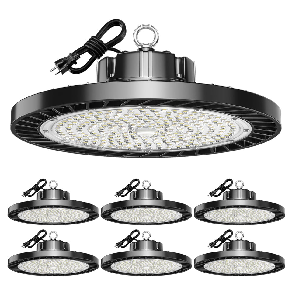 lvsdak UFO high bay 200W close-up showing plug for easy installation