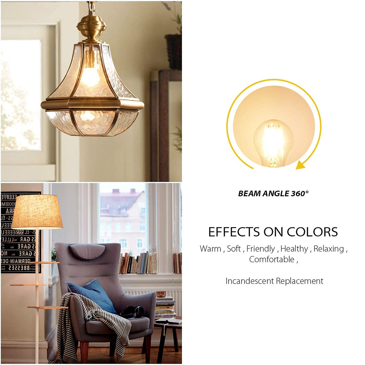 LVWIT A19 LED Filament Bulb with E26 base installs in standard fixtures.