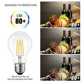 LVWIT A19 LED Filament Bulb saves energy by using 7W instead of 60W.