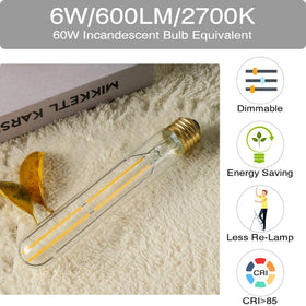 LVYE 7.3-inch tubular bulb ideal for chandeliers and pendant fixtures.