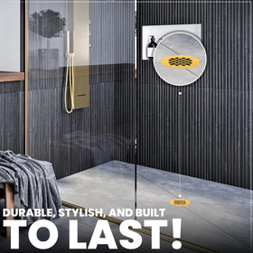 LXLOTUS round shower drain strainer prevents hair clogs while looking sleek.