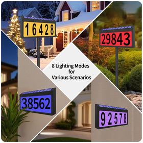 Lxnuinxl solar address sign with 8 modes showcases color options