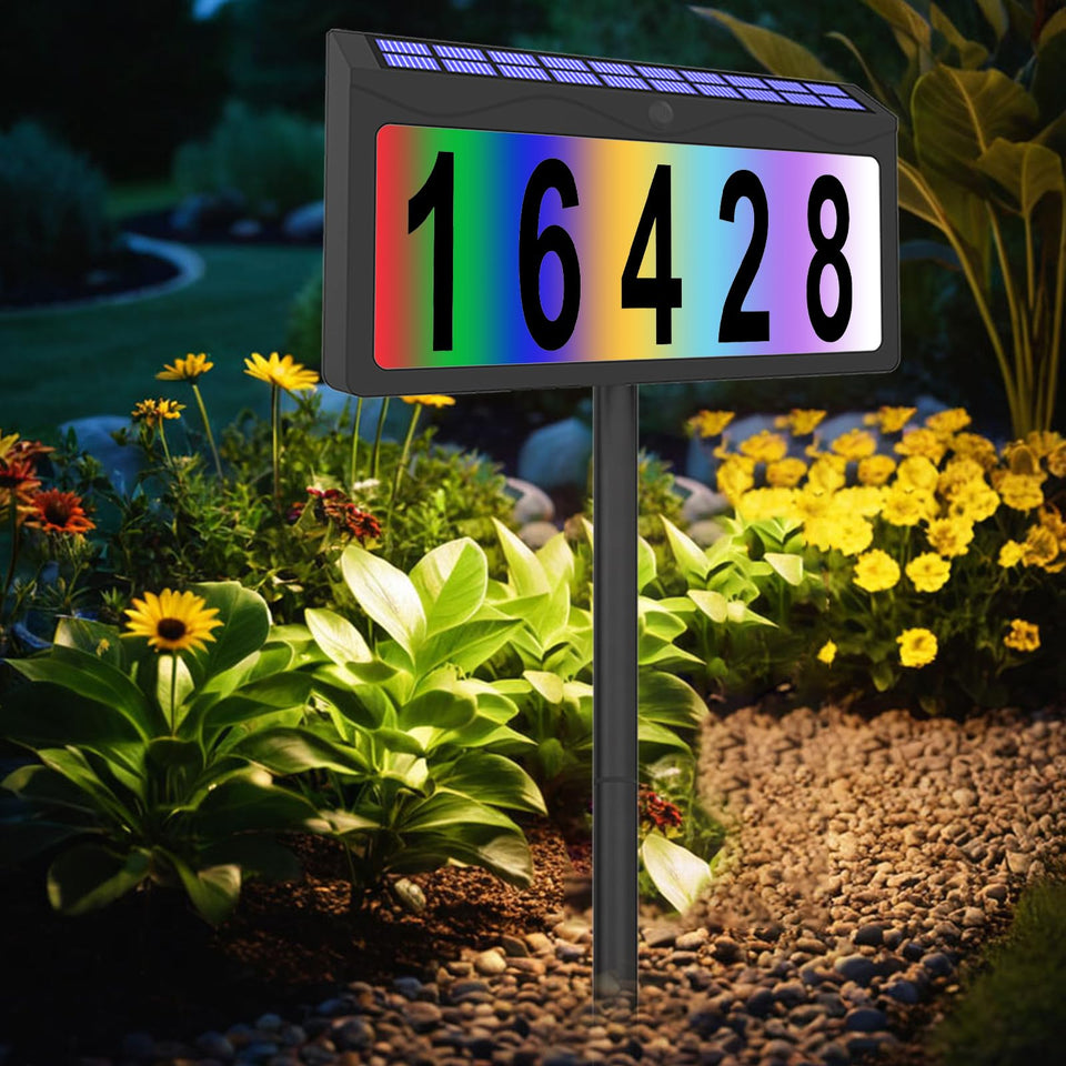 Lxnuinxl solar address sign front view for clear daytime visibility and readability