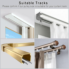 LXSEHN white curtain track pulley; versatile for single or double tracks.