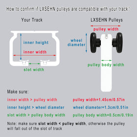 LXSEHN pulley installed in track; easy installation with smooth glide.