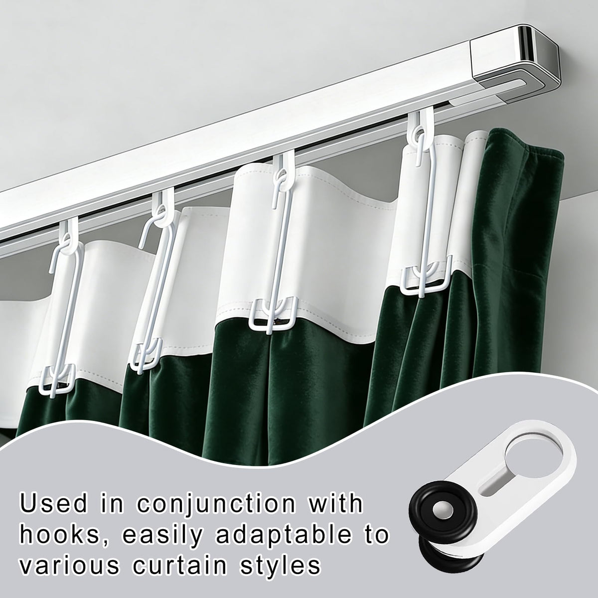 LXSEHN pulley showcasing loaded capacity; strong, long-lasting support for heavy curtains.