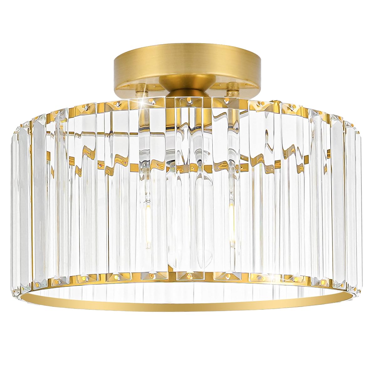 Lxybcce crystal ceiling light with gold semi-flush design brightens entryways.