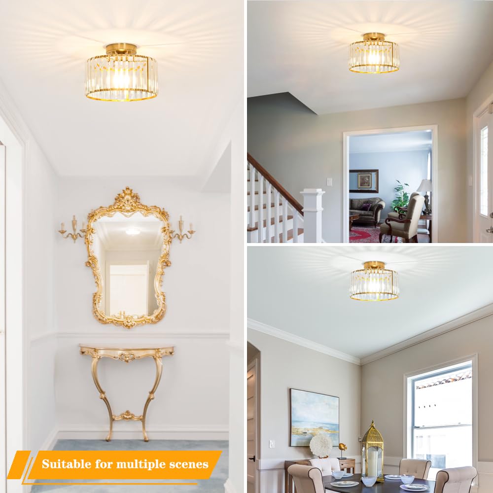 Lxybcce dining-stairwell crystal light, gold tone, versatile decor upgrade.