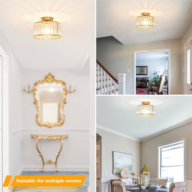 Lxybcce dining-stairwell crystal light, gold tone, versatile decor upgrade.