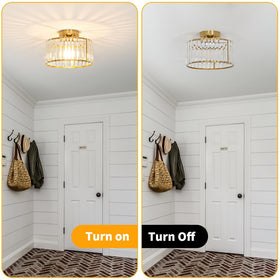 Lxybcce entryway crystal light, gold finish, adds refined glow.