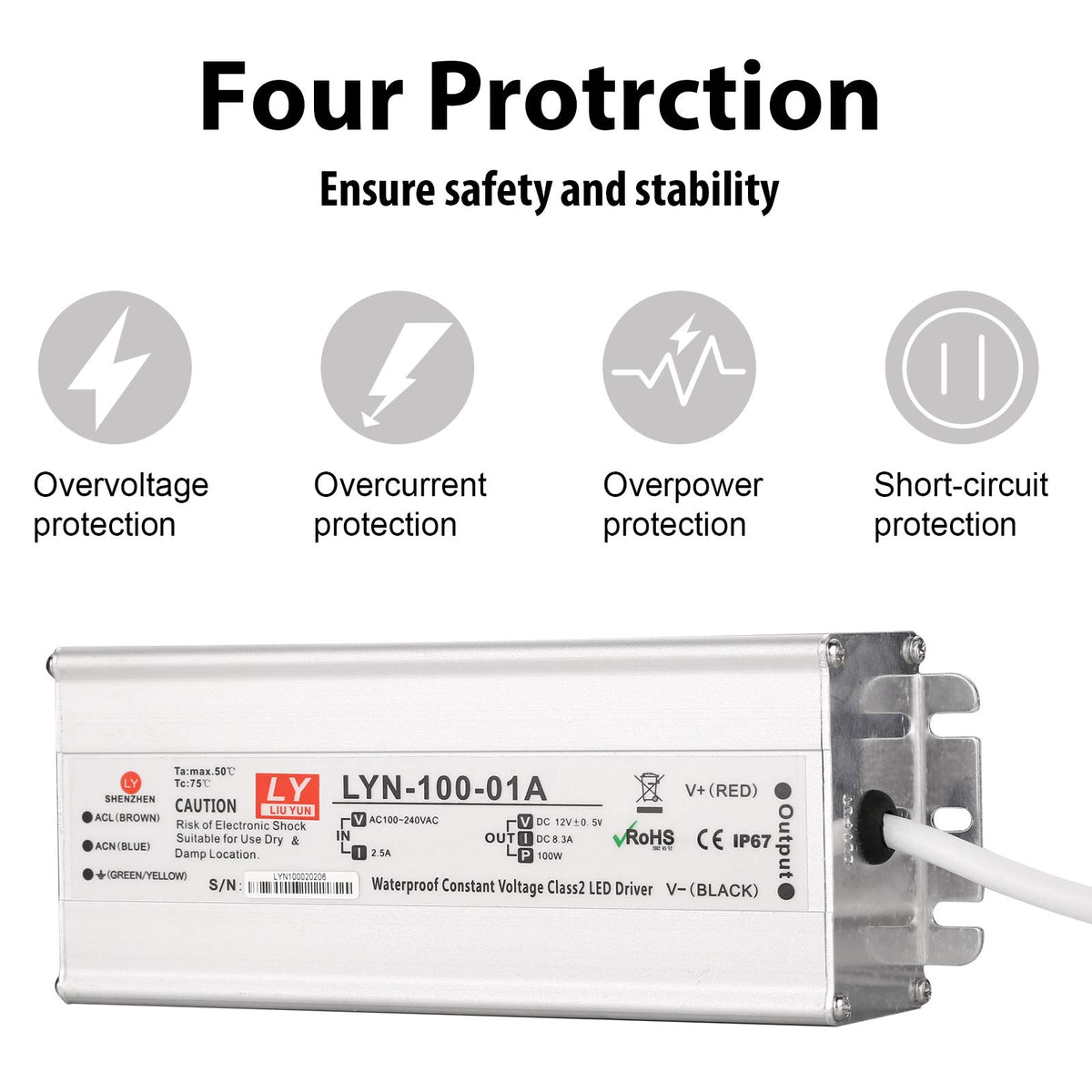 LY LIU YUN 3-pin plug enables quick power connections.