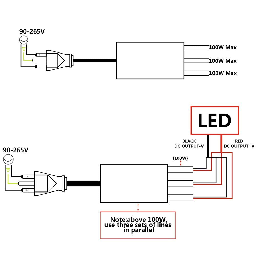 3-pin plug cable included with LY LIU YUN LED driver
