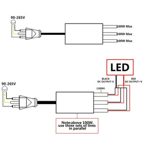 3-pin plug cable included with LY LIU YUN LED driver